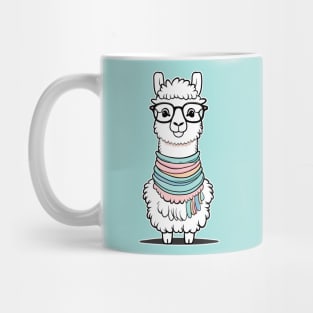 Fashion Llama with Scarf and Glasses Mug